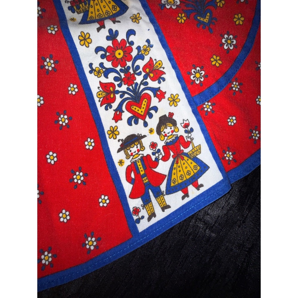 Vintage Kolf Austrian German Folk Art Child Apron Red Blue 2 Pockets - Picture 4 of 8